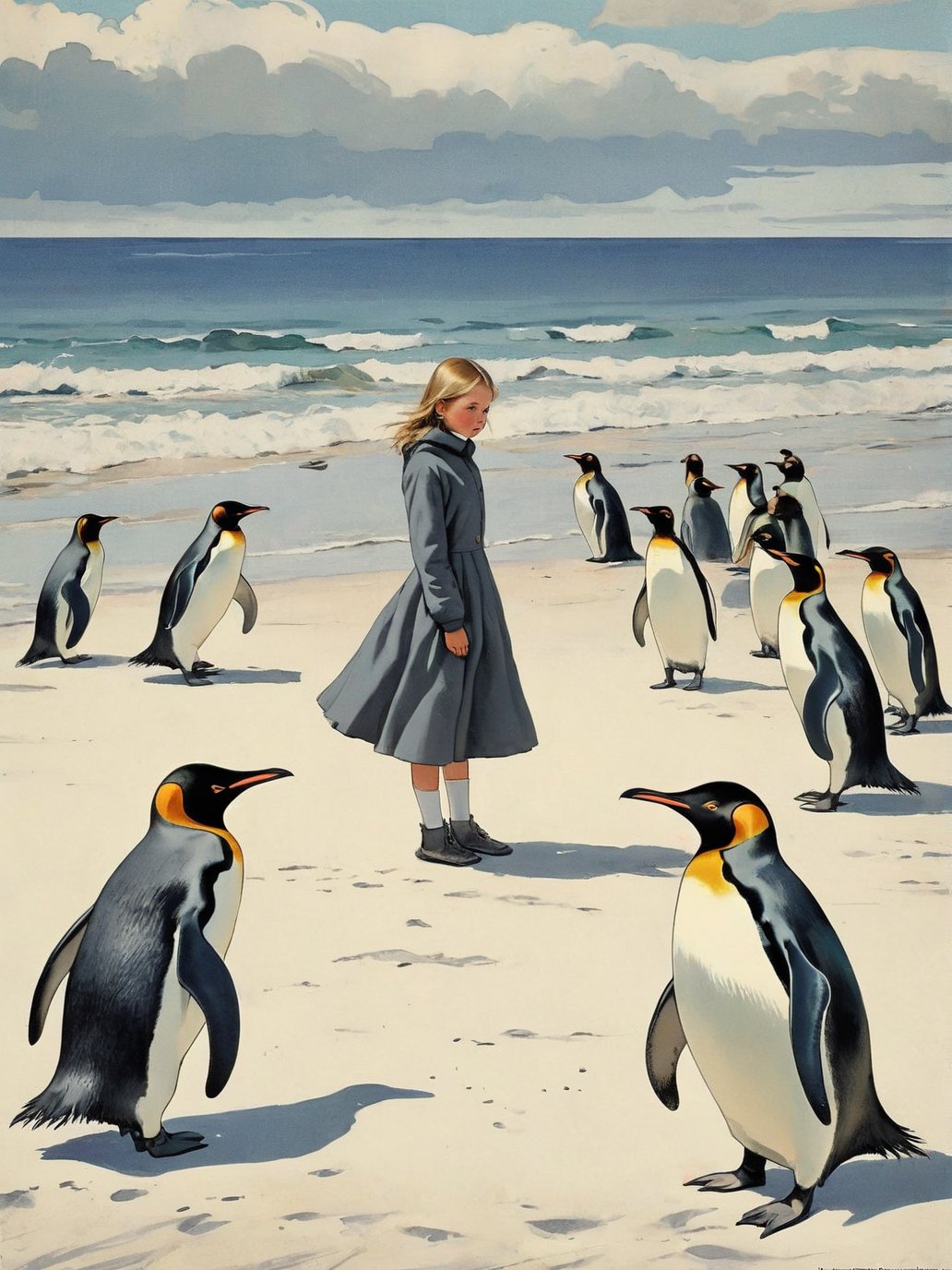 00124-1097021816-a girl on the beach surrounded by Royal Penguin Russian popular print.jpg